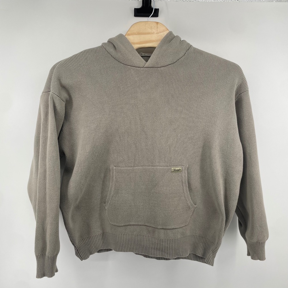 Youngla Hoodie Men Large Grey Ribbed Knit Cotton Pullover Gym Streetwear